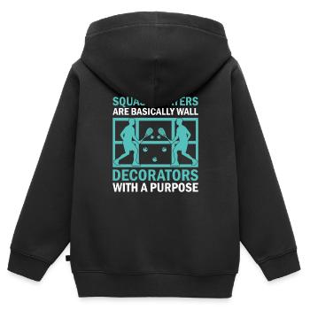 Joueur de squash Joueur de squash Joueur de tennis Raquetball Spor - Sweat Premium à capuche zippé enfant bio - noir - Dos - AI Model Kid Male (0cm)