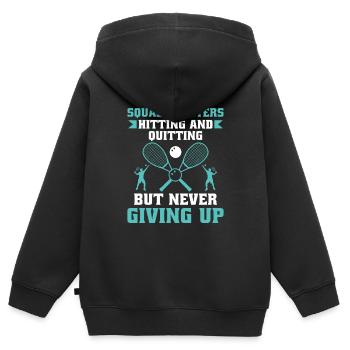 Joueur de squash Joueur de squash Joueur de tennis Raquetball Spor - Sweat Premium à capuche zippé enfant bio - noir - Dos - AI Model Kid Male (0cm)
