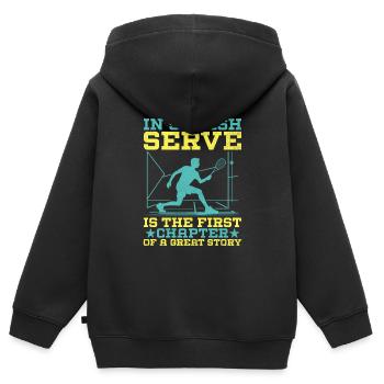 Joueur de squash Joueur de squash Joueur de tennis Raquetball Spor - Sweat Premium à capuche zippé enfant bio - noir - Dos - AI Model Kid Male (0cm)