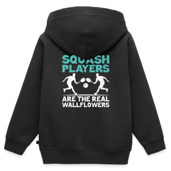 Joueur de squash Joueur de squash Joueur de tennis Raquetball Spor - Sweat Premium à capuche zippé enfant bio - noir - Dos - AI Model Kid Male (0cm)
