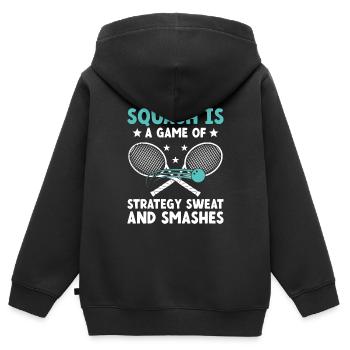 Joueur de squash Joueur de squash Joueur de tennis Raquetball Spor - Sweat Premium à capuche zippé enfant bio - noir - Dos - AI Model Kid Male (0cm)