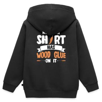 Sculpture sur bois brillant sur bois - Sweat Premium à capuche zippé enfant bio - noir - Dos - AI Model Kid Male (0cm)