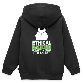 Analyste en piratage éthique Cybersécurité éthique - Sweat Premium à capuche zippé enfant bio - noir - Dos - AI Model Kid Male (0cm)