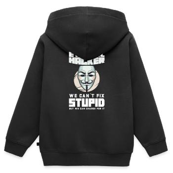 Analyste en piratage éthique Cybersécurité éthique - Sweat Premium à capuche zippé enfant bio - noir - Dos - AI Model Kid Male (0cm)