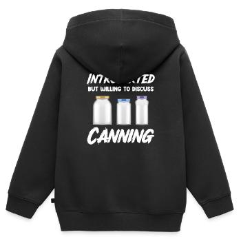 Introverti, mais prêt à parler de la - Sweat Premium à capuche zippé enfant bio - noir - Dos - AI Model Kid Male (0cm)