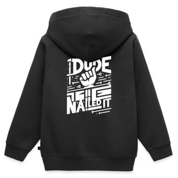 mec cloué 5 - Sweat Premium à capuche zippé enfant bio - noir - Dos - AI Model Kid Male (0cm)