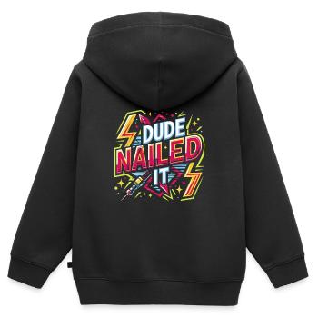 mec cloué 4 - Sweat Premium à capuche zippé enfant bio - noir - Dos - AI Model Kid Male (0cm)