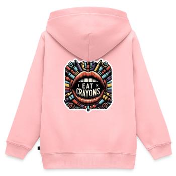 I Eat Crayons 7 - Kids Premium Organic Zip-up Hoodie - rose - Back - AI Model Kid Female (0cm)