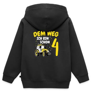 Aus Dem Weg Ich Bin Schon 4 Traktor Geburstag Spru - Kinder Premium Organic Zip Hoodie - Schwarz - Hinten - AI Model Kid Male (0cm)