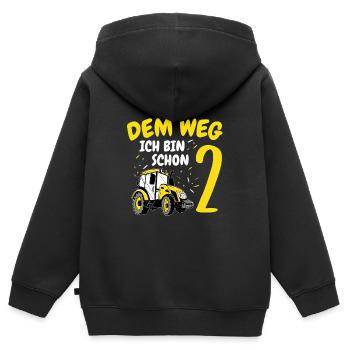 Aus Dem Weg Ich Bin Schon 2 Traktor Geburstag Gesc - Kinder Premium Organic Zip Hoodie - Schwarz - Hinten - AI Model Kid Male (0cm)
