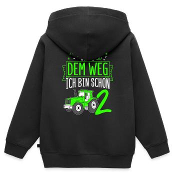 Aus Dem Weg Ich Bin Schon 2 Traktor Geburstag Gesc - Kinder Premium Organic Zip Hoodie - Schwarz - Hinten - AI Model Kid Male (0cm)