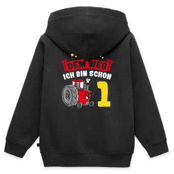 Aus Dem Weg Ich Bin Schon 1 Traktor Geburstag Spru - Kinder Premium Organic Zip Hoodie - Schwarz - Hinten - AI Model Kid Male (0cm)