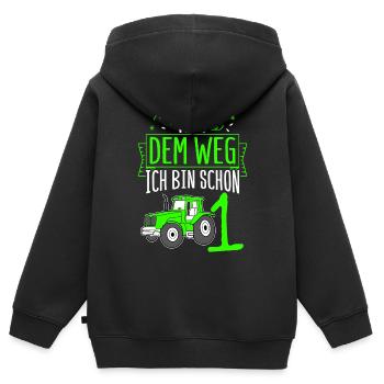 Aus Dem Weg Ich Bin Schon 1 Traktor Geburstag Spru - Kinder Premium Organic Zip Hoodie - Schwarz - Hinten - AI Model Kid Male (0cm)