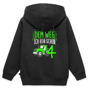 Aus Dem Weg Ich Bin Schon 4 Traktor Geburstag Spru - Kinder Premium Organic Zip Hoodie - Schwarz - Hinten - AI Model Kid Male (0cm)