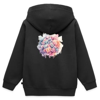 Philatélie Philatéliste philatéliste philatélique - Sweat Premium à capuche zippé enfant bio - noir - Dos - AI Model Kid Male (0cm)