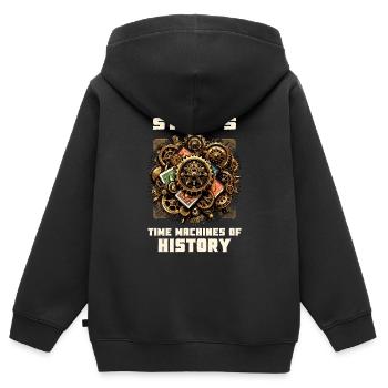Philatélie Philatéliste philatéliste philatélique - Sweat Premium à capuche zippé enfant bio - noir - Dos - AI Model Kid Male (0cm)