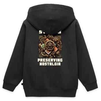 Philatélie Philatéliste philatéliste philatélique - Sweat Premium à capuche zippé enfant bio - noir - Dos - AI Model Kid Male (0cm)