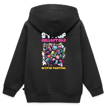 Philatélie Philatéliste philatéliste philatélique - Sweat Premium à capuche zippé enfant bio - noir - Dos - AI Model Kid Male (0cm)