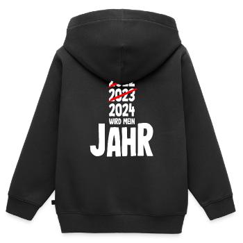 Silvester 2024 wird mein Jahr - Kinder Premium Organic Zip Hoodie - Schwarz - Hinten - AI Model Kid Male (0cm)