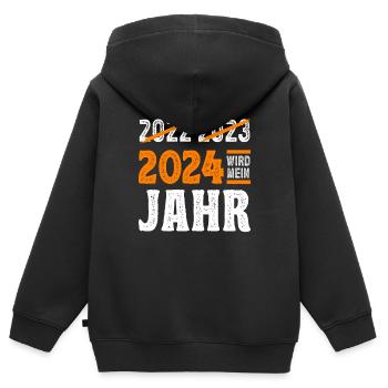 Silvester 2024 wird mein Jahr - Kinder Premium Organic Zip Hoodie - Schwarz - Hinten - AI Model Kid Male (0cm)