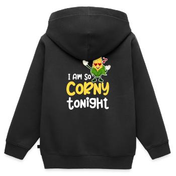 Ich Bin Heute Abend So Kitschig. Mais-wortspiele, - Kinder Premium Organic Zip Hoodie - Schwarz - Hinten - AI Model Kid Male (0cm)