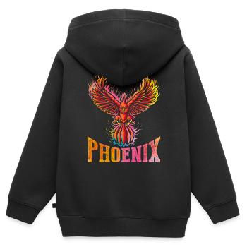 Phönix - Kinder Premium Organic Zip Hoodie - Schwarz - Hinten - AI Model Kid Male (0cm)