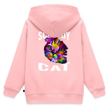 Chat effrayé - Sweat Premium à capuche zippé enfant bio - rose - Dos - AI Model Kid Female (0cm)