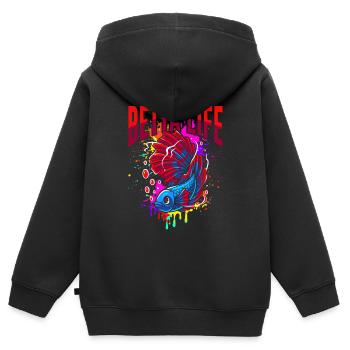 La vie de Betta - Sweat Premium à capuche zippé enfant bio - noir - Dos - AI Model Kid Male (0cm)
