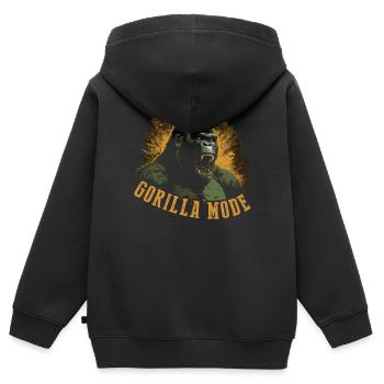 Mode Gorille - Sweat Premium à capuche zippé enfant bio - noir - Dos - AI Model Kid Male (0cm)
