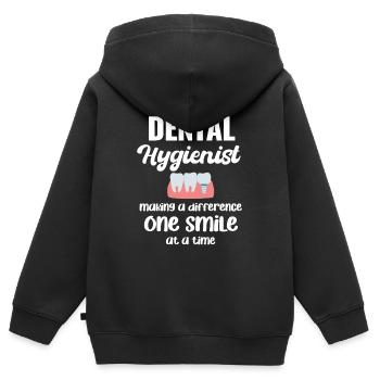 Dentalhygienikerin Macht Einen Unterschied Ein - Kinder Premium Organic Zip Hoodie - Schwarz - Hinten - AI Model Kid Male (0cm)