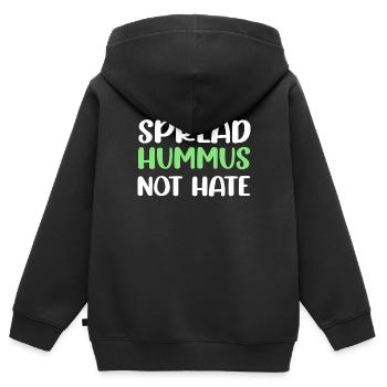 Spread Hummus Not Hate Glutenfreie Falafel - Kinder Premium Organic Zip Hoodie - Schwarz - Hinten - AI Model Kid Male (0cm)