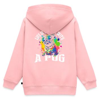 Das Leben ist besser mit einem Mops - Kinder Premium Organic Zip Hoodie - Rosa - Hinten - AI Model Kid Female (0cm)