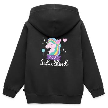 Schulkind 2024 Einhorn 1. Klasse Stern Einschulung - Kinder Premium Organic Zip Hoodie - Schwarz - Hinten - AI Model Kid Male (0cm)