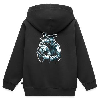 Effrayant Halloween Horreur Peste Docteur - Sweat Premium à capuche zippé enfant bio - noir - Dos - AI Model Kid Male (0cm)