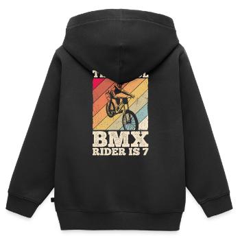 This Cool BMX Rider Is 7 BMX Cycling Bike MTB - Kids Premium Organic Zip-up Hoodie - black - Back - AI Model Kid Male (0cm)