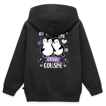 Ich werde große Cousine 2024 Pinguin Loading Süß - Kinder Premium Organic Zip Hoodie - Schwarz - Hinten - AI Model Kid Male (0cm)