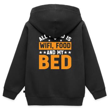 All I Need Is Wifi, Food, And My Bed 10 - Kinder Premium Organic Zip Hoodie - Schwarz - Hinten - AI Model Kid Male (0cm)