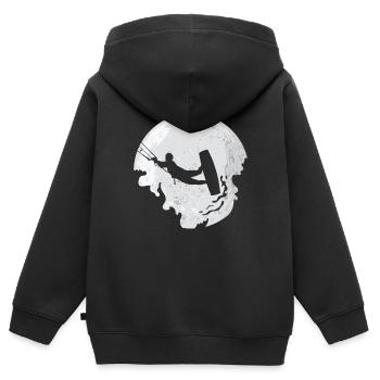 Kitesurfer Kitesurf Kitesurf Kitesurf Lune - Sweat Premium à capuche zippé enfant bio - noir - Dos - AI Model Kid Male (0cm)