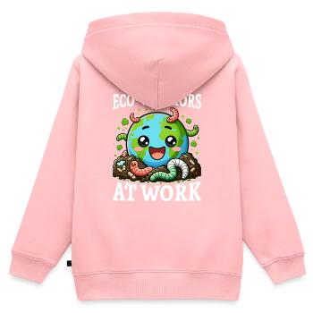 Lombriciculture Jardinage de vers de terre Vermiculture - Sweat Premium à capuche zippé enfant bio - rose - Dos - AI Model Kid Female (0cm)