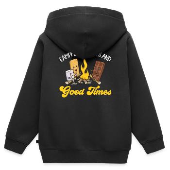 S'more Campfire Marshmallow Camping - Sweat Premium à capuche zippé enfant bio - noir - Dos - AI Model Kid Male (0cm)