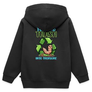 Lombriciculture Jardinage de vers de terre Vermiculture - Sweat Premium à capuche zippé enfant bio - noir - Dos - AI Model Kid Male (0cm)