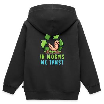 Lombriciculture Jardinage de vers de terre Vermiculture - Sweat Premium à capuche zippé enfant bio - noir - Dos - AI Model Kid Male (0cm)
