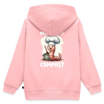 Lombriciculture Jardinage de vers de terre Vermiculture - Sweat Premium à capuche zippé enfant bio - rose - Dos - AI Model Kid Female (0cm)