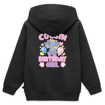 Cousin Of the Birthday Girl Elephant Family Party - Kids Premium Organic Zip-up Hoodie - black - Back - AI Model Kid Male (0cm)