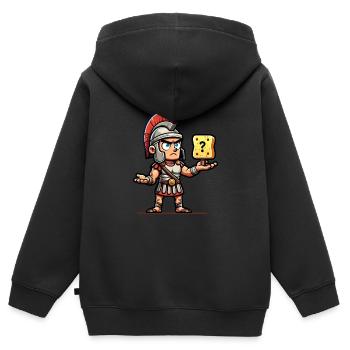Lustiger Schwamm, Römische Geschichte, Badezimmer - Kinder Premium Organic Zip Hoodie - Schwarz - Hinten - AI Model Kid Male (0cm)