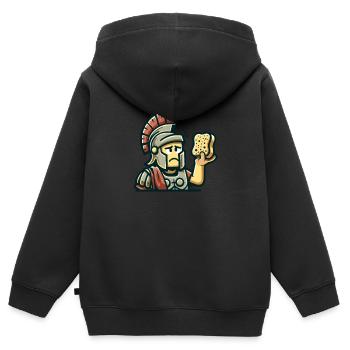 Lustiger Schwamm, Römische Geschichte, Badezimmer - Kinder Premium Organic Zip Hoodie - Schwarz - Hinten - AI Model Kid Male (0cm)