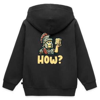 Lustiger Schwamm, Römische Geschichte, Badezimmer - Kinder Premium Organic Zip Hoodie - Schwarz - Hinten - AI Model Kid Male (0cm)