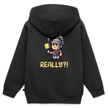 Lustiger Schwamm, Römische Geschichte, Badezimmer - Kinder Premium Organic Zip Hoodie - Schwarz - Hinten - AI Model Kid Male (0cm)