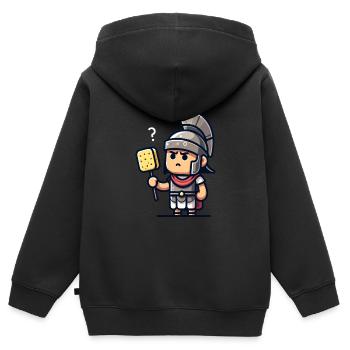 Lustiger Schwamm, Römische Geschichte, Badezimmer - Kinder Premium Organic Zip Hoodie - Schwarz - Hinten - AI Model Kid Male (0cm)