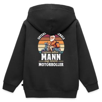 Motorroller Motorroller-Fahrer Rollerfahrer - Kinder Premium Organic Zip Hoodie - Schwarz - Hinten - AI Model Kid Male (0cm)